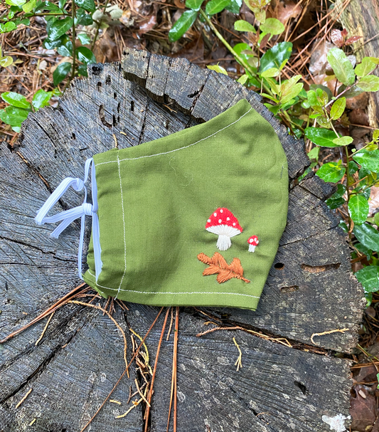 Mushroom embroidered mask