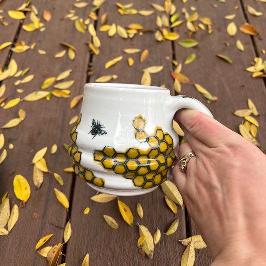 Bee hive ceramic mug