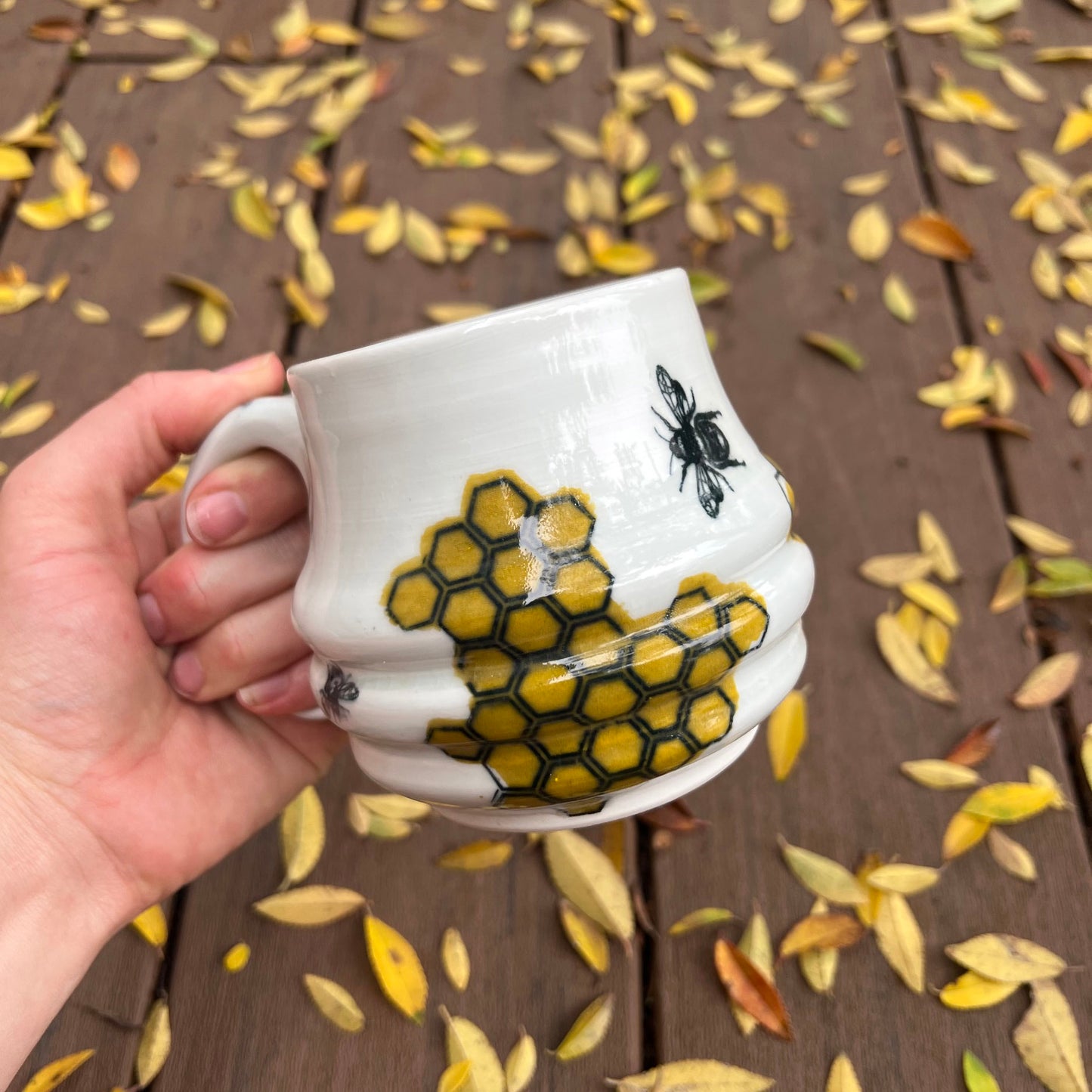 Bee hive ceramic mug
