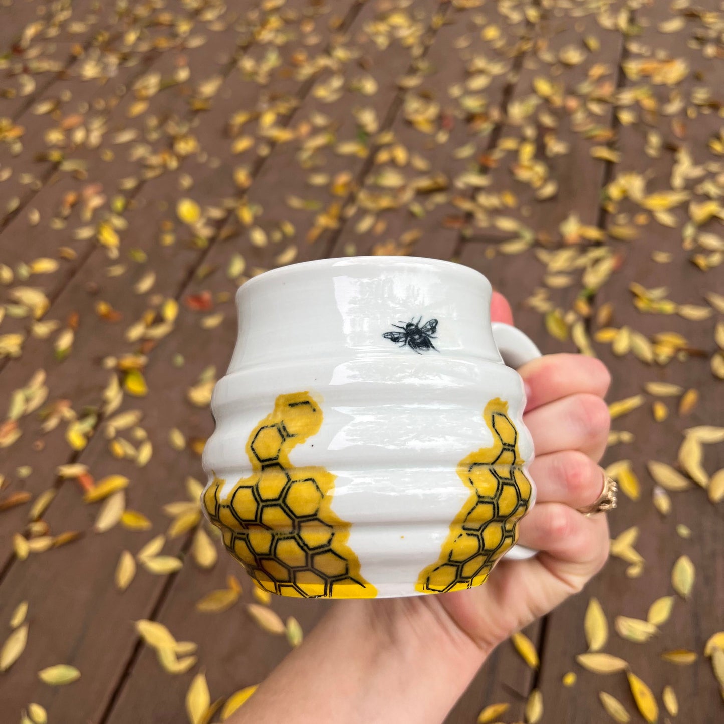 Bee hive ceramic mug