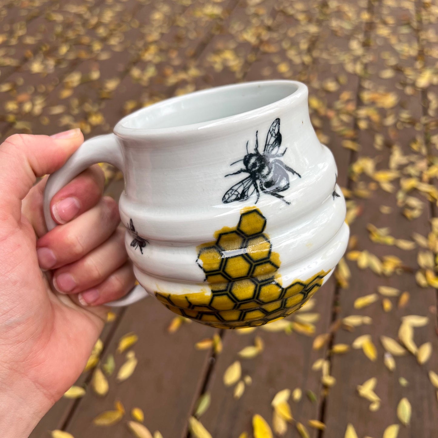 Bee hive ceramic mug