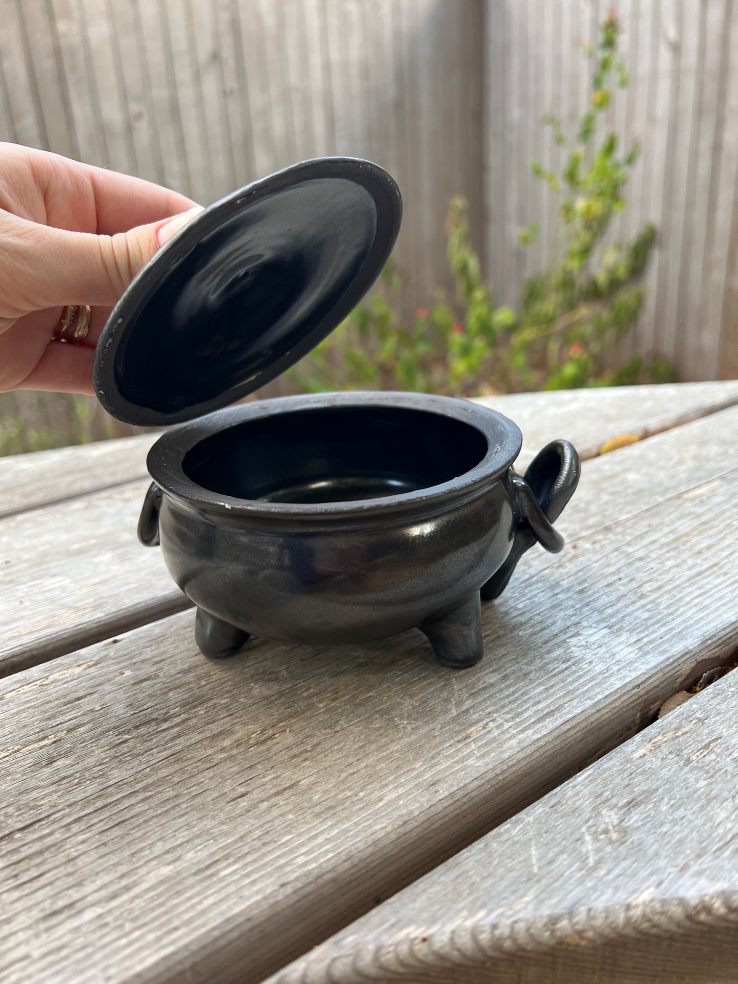 Cauldron salt cellars with spoon
