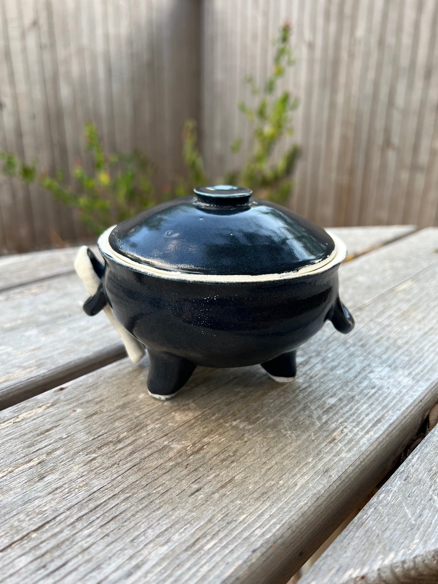 Cauldron salt cellars with spoon