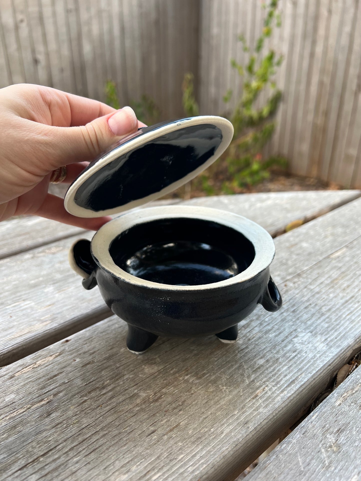 Cauldron salt cellars with spoon