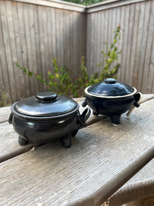 Cauldron salt cellars with spoon