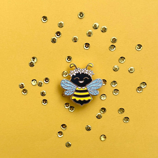 Bumblebee fairy with dress enamel pin