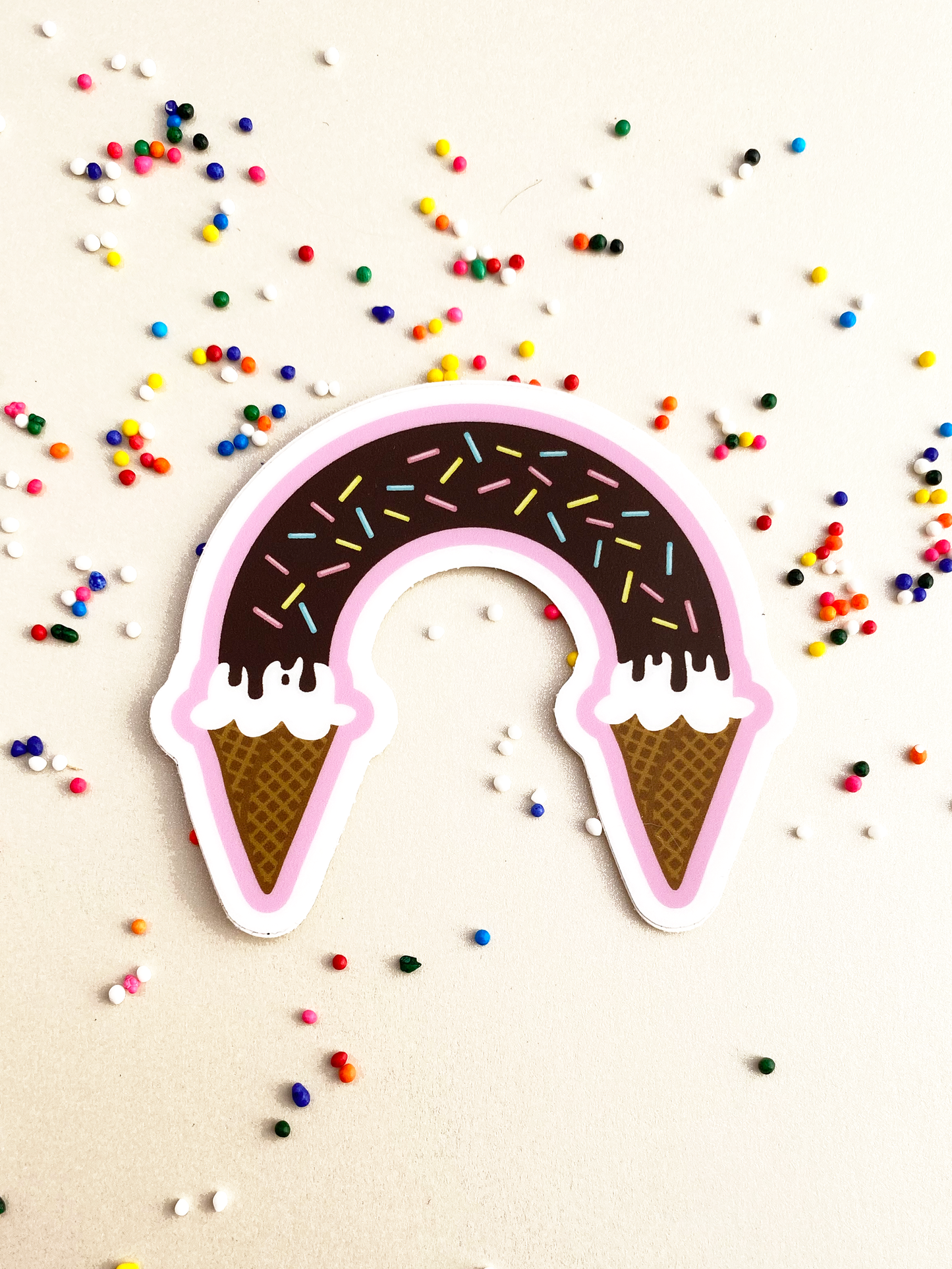 Double ice cream rainbow sticker