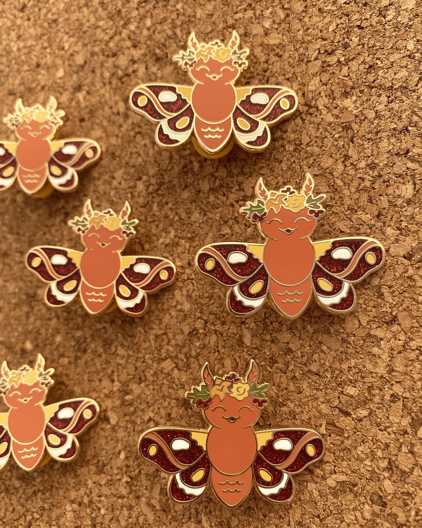 Fall moth fairy enamel pin