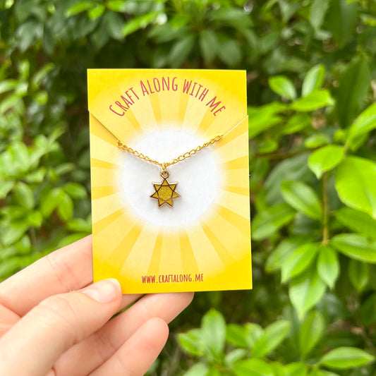 Glitter sun enamel charm necklace