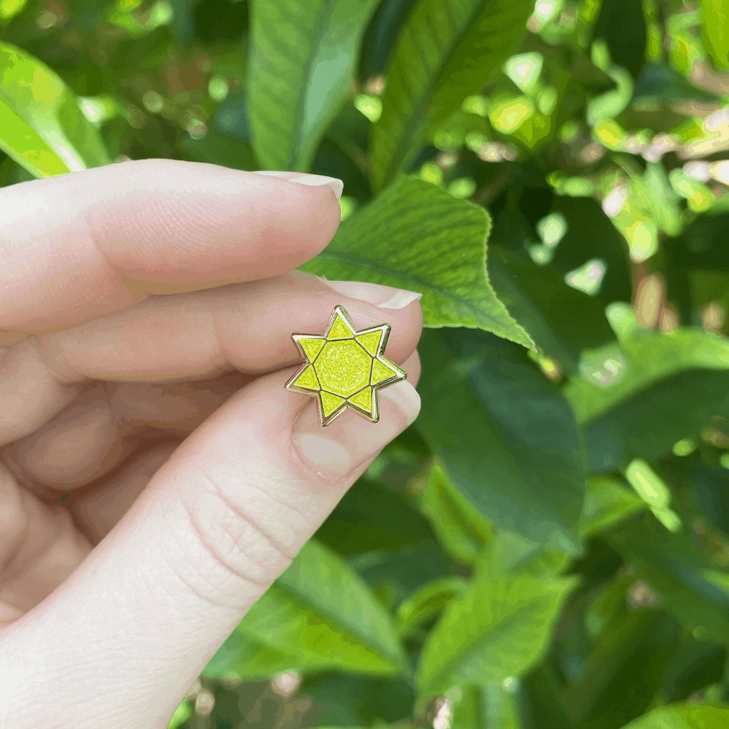 Glitter sun mini enamel pin