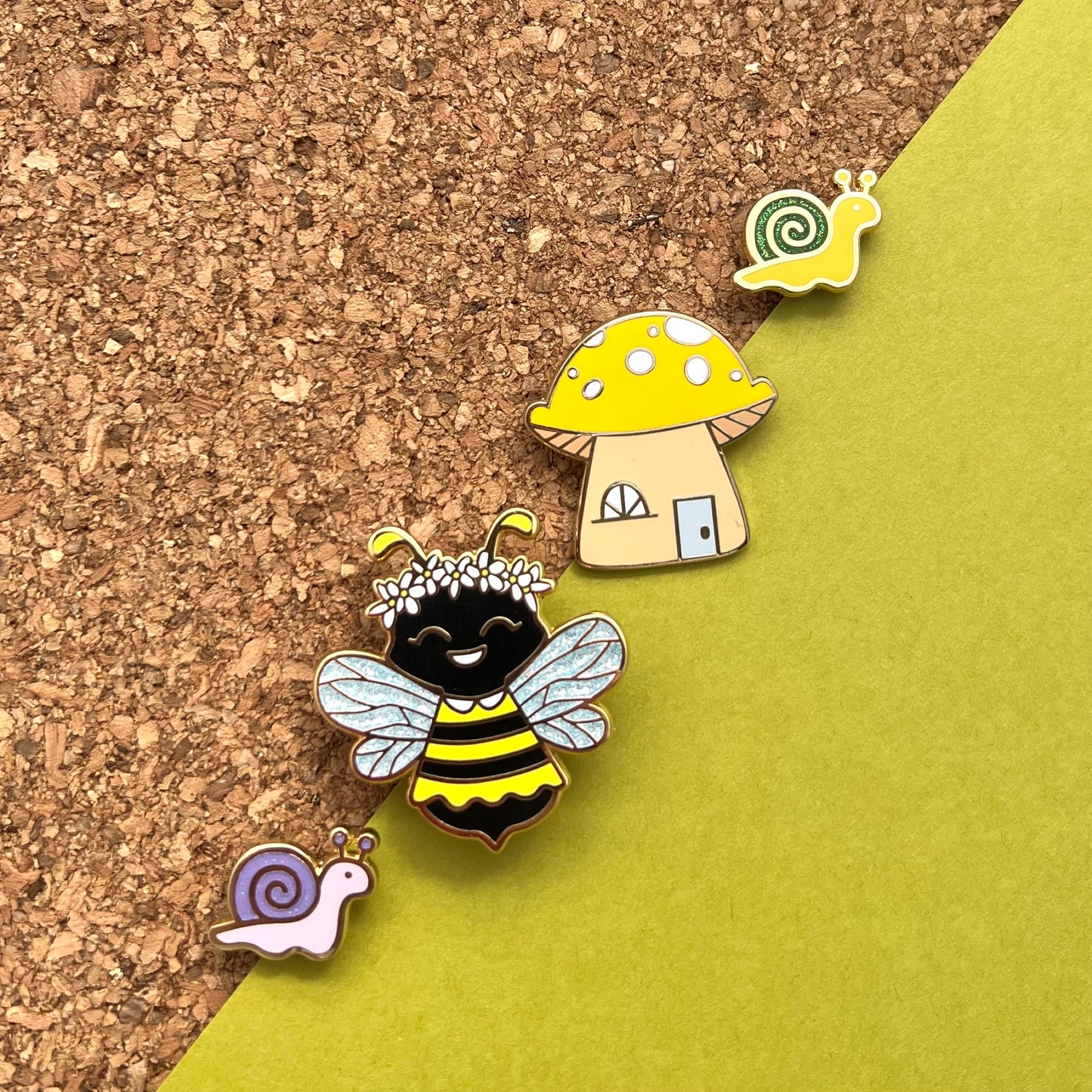 Bumblebee fairy with dress enamel pin