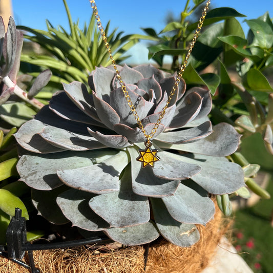 Gold sun enamel stud earrings and necklace set