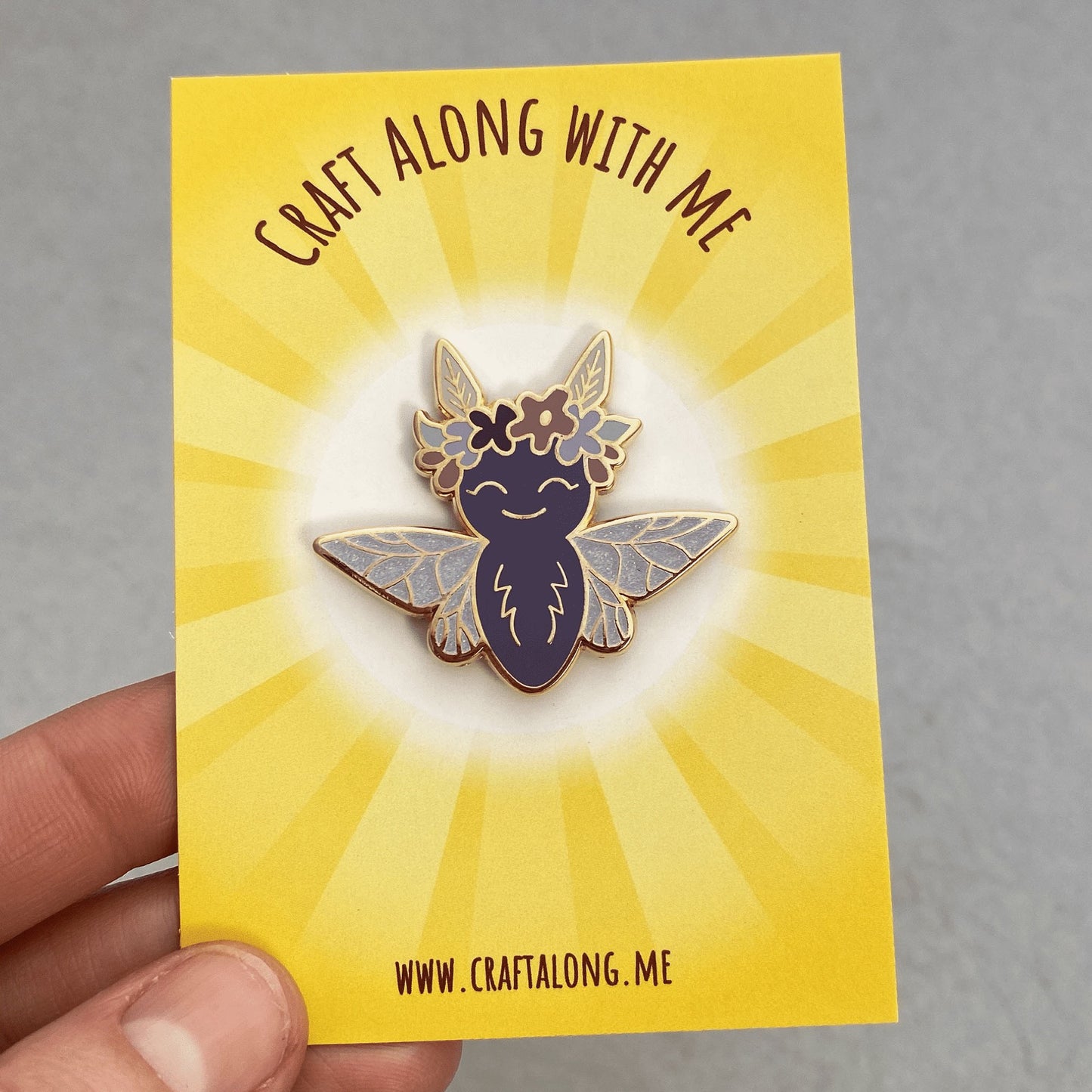 Winter moth fairy enamel pin