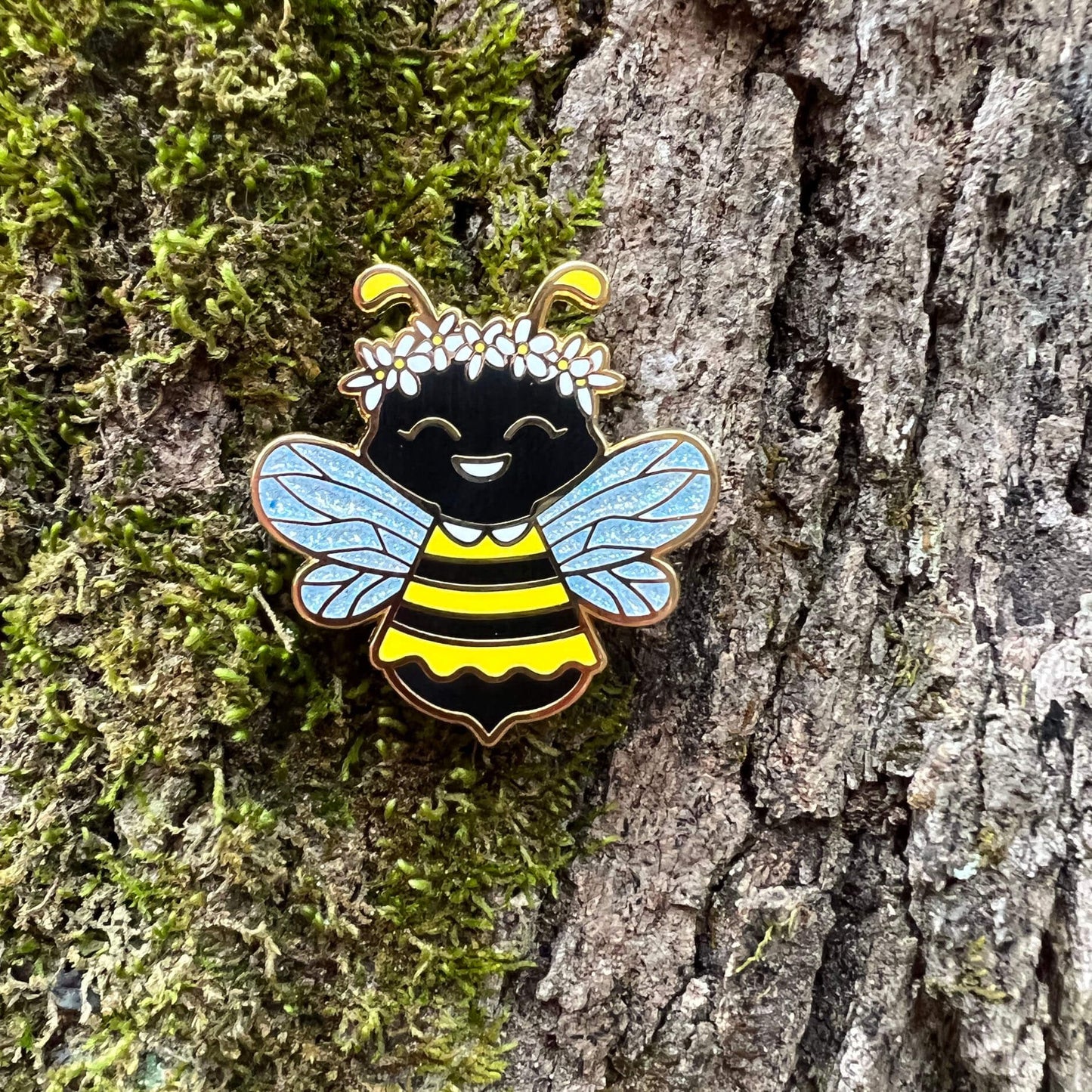 Bumblebee fairy with dress enamel pin