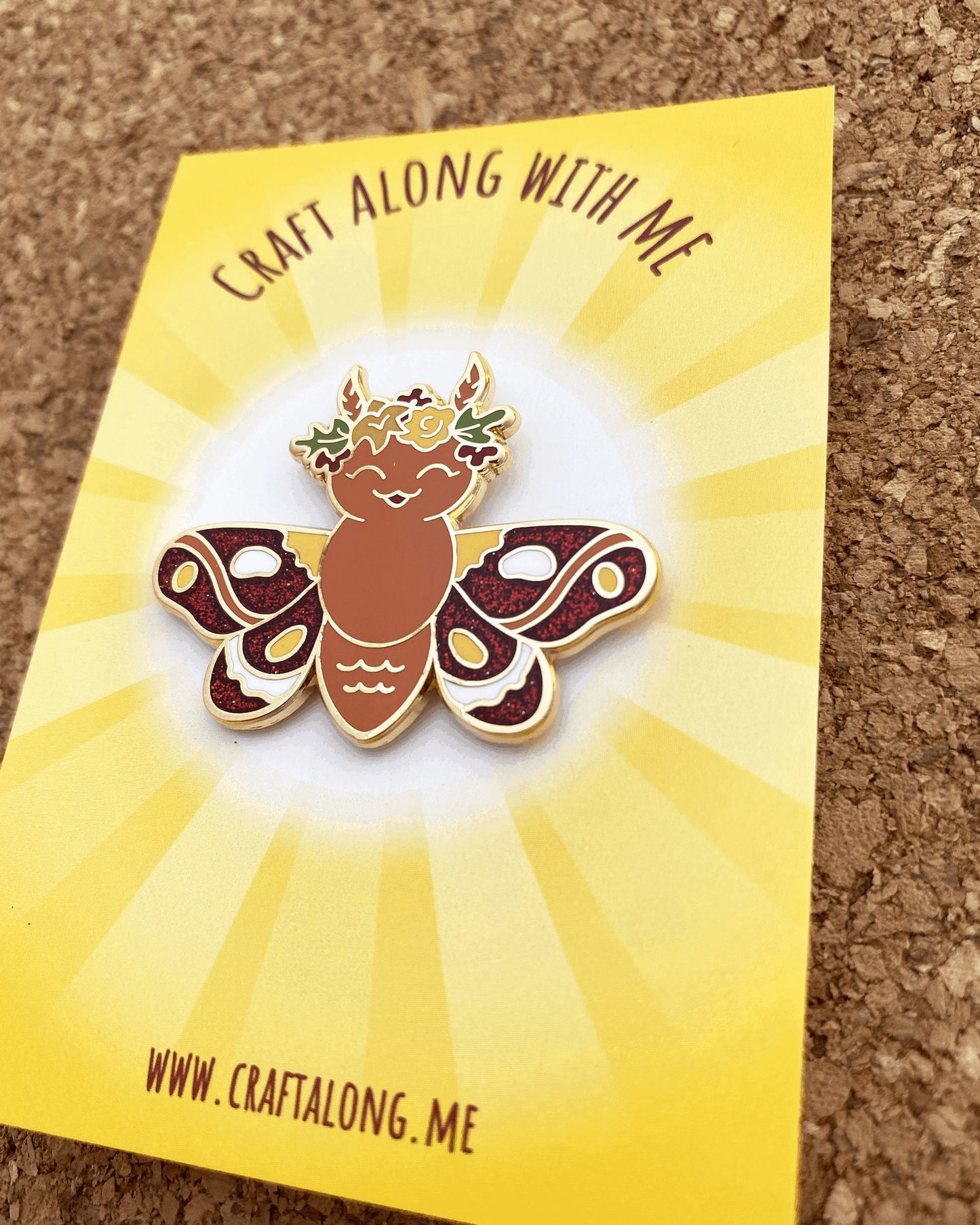 Fall moth fairy enamel pin