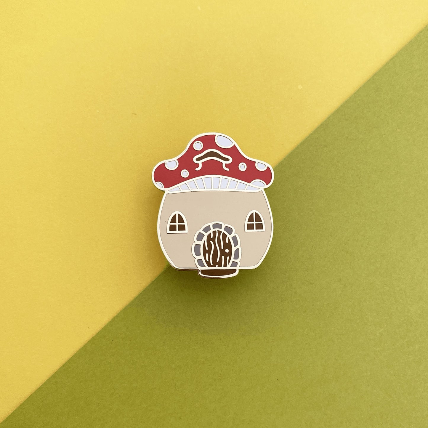 Mushroom house enamel pin