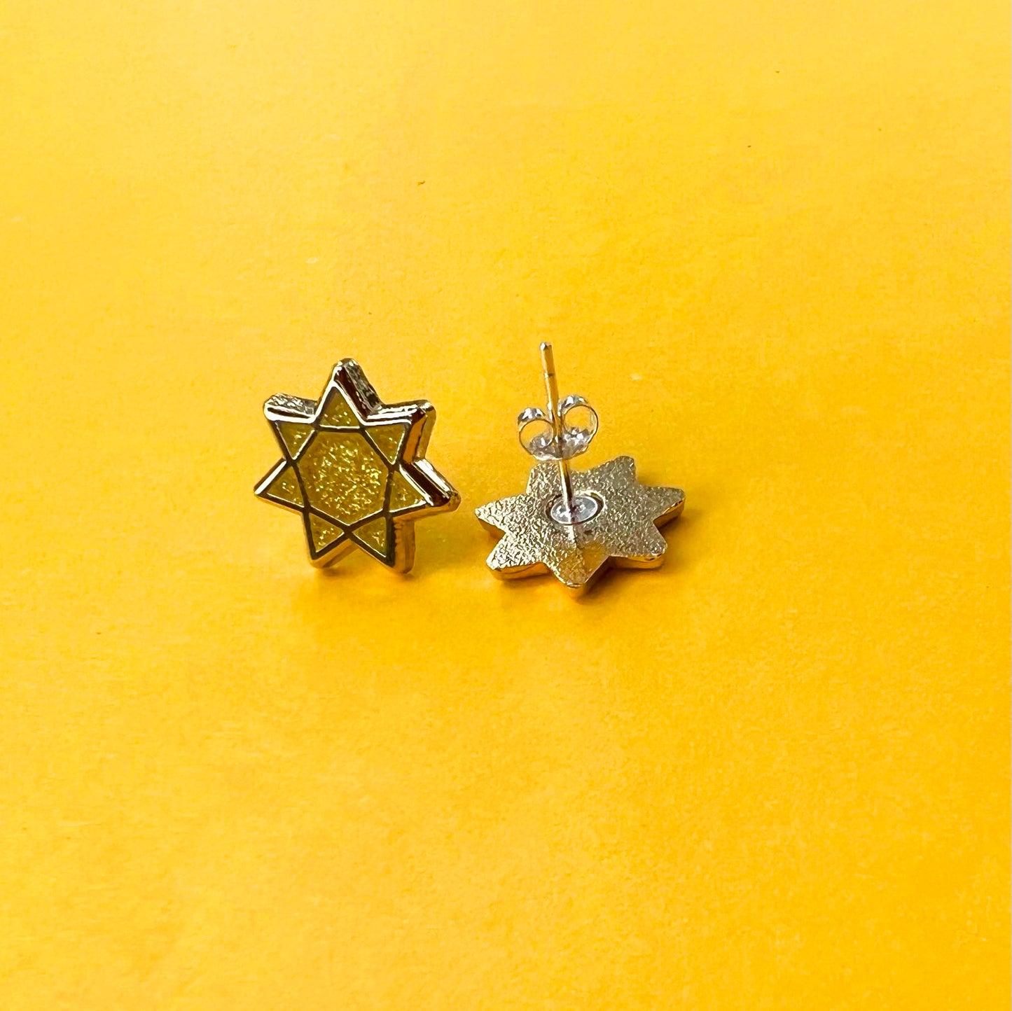 Gold enamel sun stud earrings