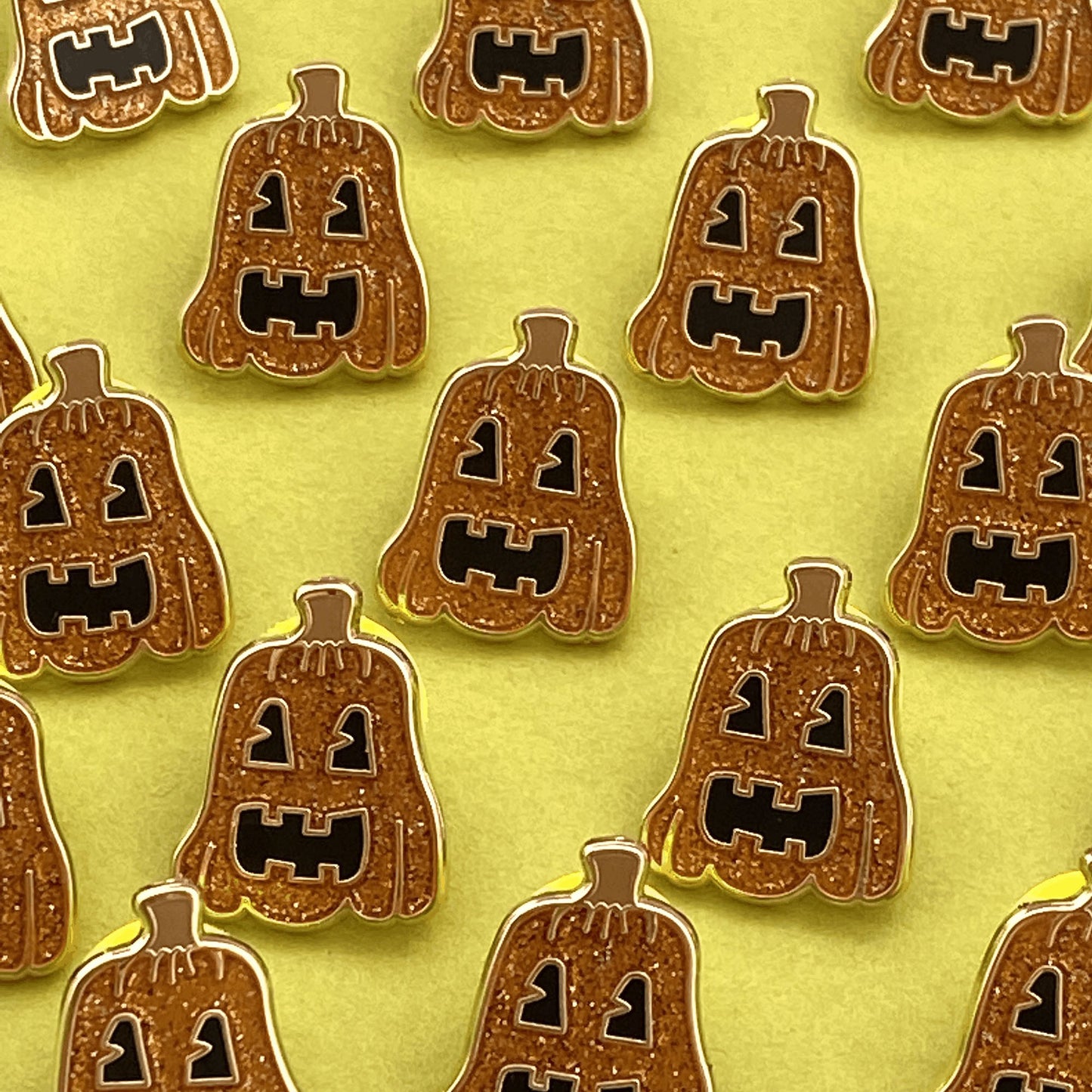 Tall glitter jack-o-lantern enamel pin