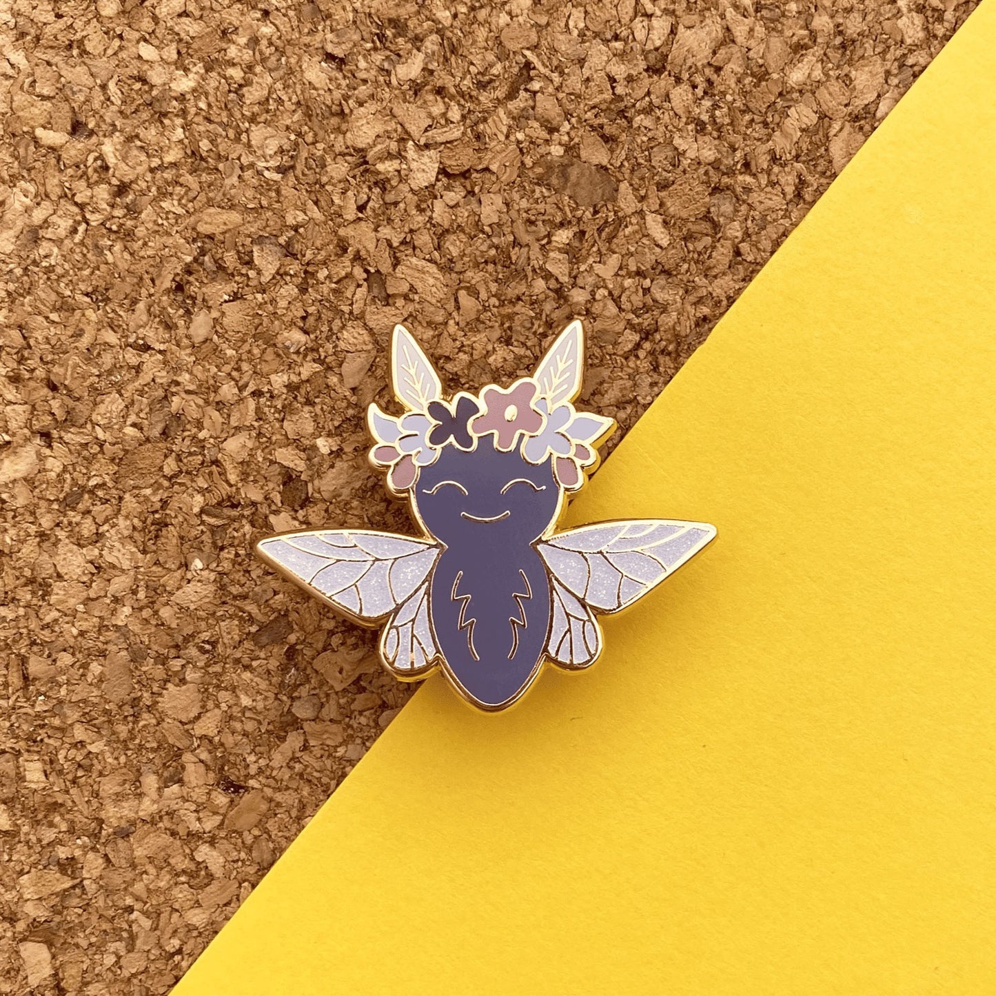 Winter moth fairy enamel pin